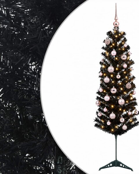 Karcsú műkarácsonyfa gömbökkel 150 cm 150 LED Meleg fehér