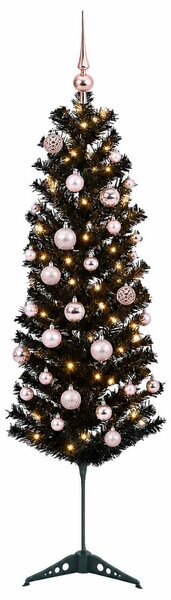 Karcsú műkarácsonyfa gömbökkel 150 cm 150 LED Meleg fehér
