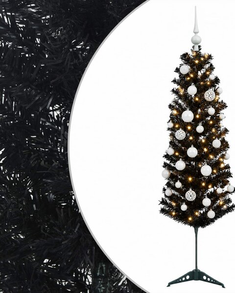 Karcsú műkarácsonyfa gömbökkel 150 cm 150 LED Meleg fehér