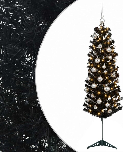 Karcsú műkarácsonyfa gömbökkel 150 cm 150 LED Meleg fehér