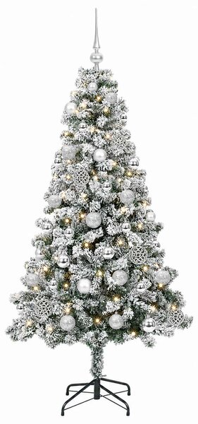 Műfenyő gömbökkel 120 cm 150 LED Meleg fehér PVC és fém