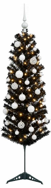 Karcsú műkarácsonyfa gömbökkel 150 cm 150 LED Meleg fehér