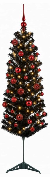 Karcsú műkarácsonyfa gömbökkel 150 cm 150 LED Meleg fehér