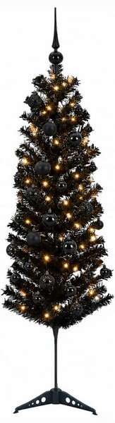 Karcsú műkarácsonyfa gömbökkel 150 cm 150 LED Meleg fehér