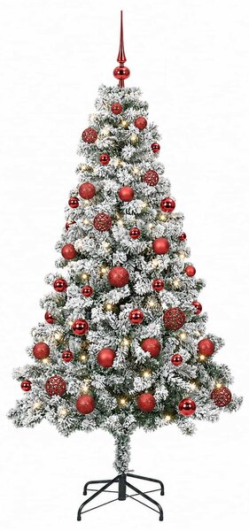 Műfenyő gömbökkel 120 cm 150 LED Meleg fehér PVC és fém