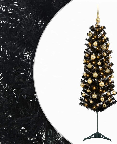 Karcsú műkarácsonyfa gömbökkel 150 cm 150 LED Meleg fehér