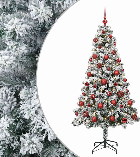 Műfenyő gömbökkel 120 cm 150 LED Meleg fehér PVC és fém
