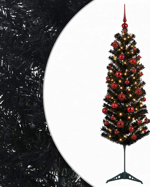 Karcsú műkarácsonyfa gömbökkel 150 cm 150 LED Meleg fehér