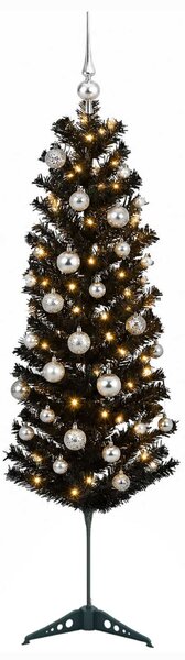 Karcsú műkarácsonyfa gömbökkel 150 cm 150 LED Meleg fehér