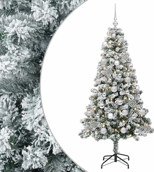 Műfenyő gömbökkel 120 cm 150 LED Meleg fehér PVC és fém