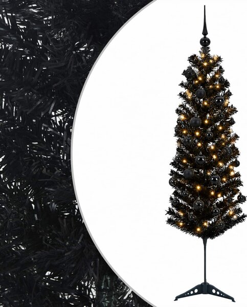 Karcsú műkarácsonyfa gömbökkel 150 cm 150 LED Meleg fehér