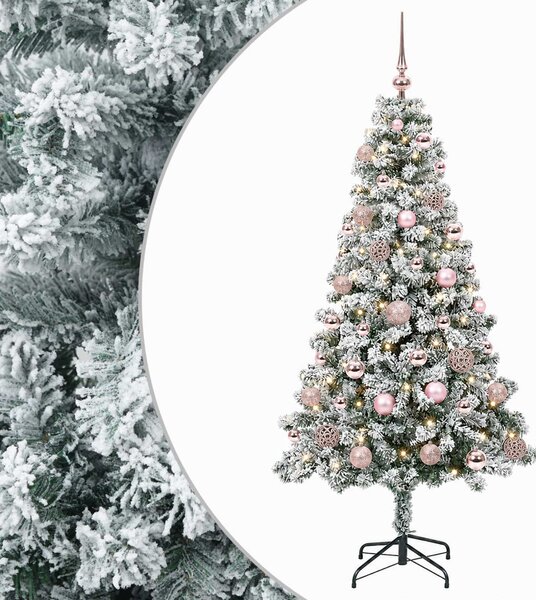 Műfenyő gömbökkel 120 cm 150 LED Meleg fehér PVC és fém