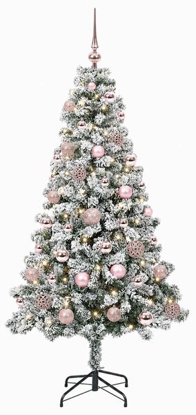 Műfenyő gömbökkel 120 cm 150 LED Meleg fehér PVC és fém