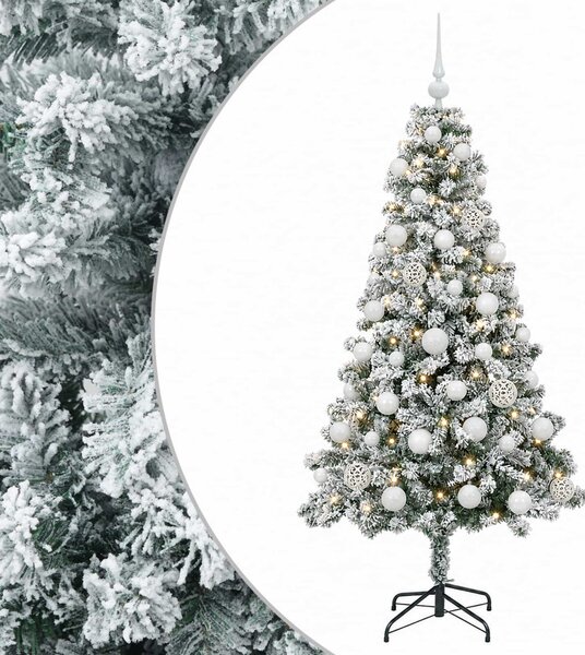 Műfenyő gömbökkel 120 cm 150 LED Meleg fehér PVC és fém