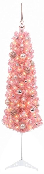 Keskeny műfenyő gömbdísszel 120 cm 150 LED Meleg fehér