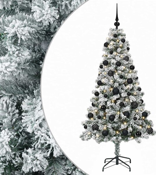 Műfenyő gömbökkel 120 cm 150 LED Meleg fehér PVC és fém