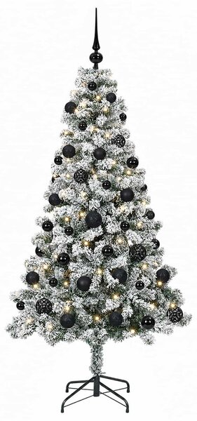 Műfenyő gömbökkel 120 cm 150 LED Meleg fehér PVC és fém