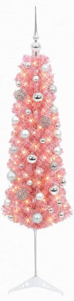 Karcsú műkarácsonyfa gömbökkel 120 cm 150 LED Meleg fehér