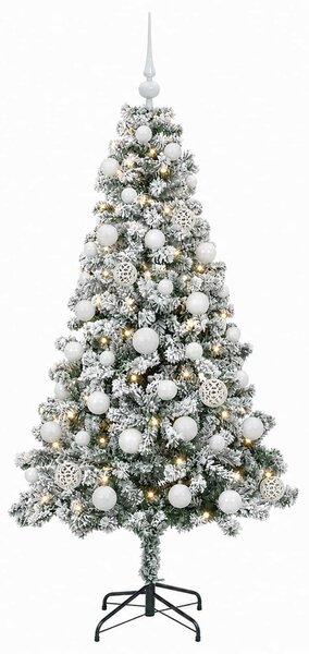 Műfenyő gömbökkel 120 cm 150 LED Meleg fehér PVC és fém