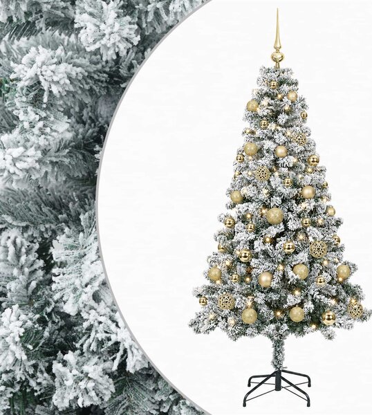 Műfenyő gömbökkel 120 cm 150 LED Meleg fehér PVC és fém