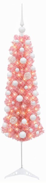 Karcsú műkarácsonyfa gömbökkel 120 cm 150 LED Meleg fehér