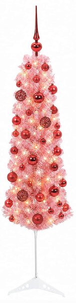 Keskeny műkarácsonyfa díszgömbökkel 120 cm 150 LED Meleg fehér