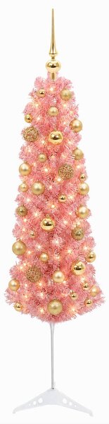 Karcsú műkarácsonyfa gömbökkel 120 cm 150 LED Meleg fehér