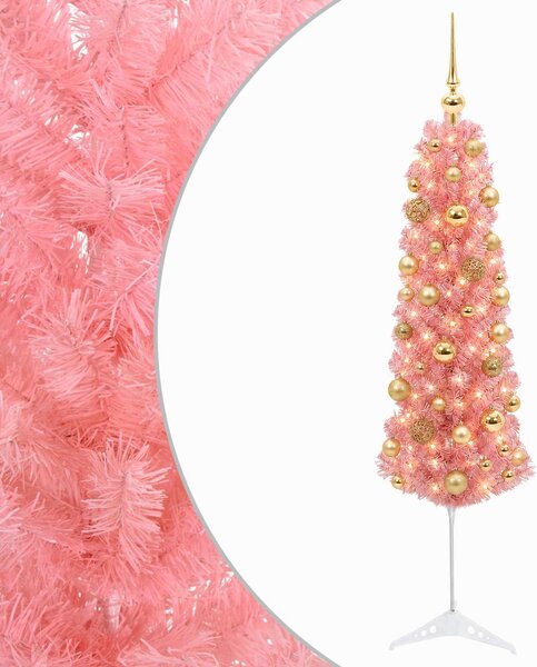 Karcsú műkarácsonyfa gömbökkel 120 cm 150 LED Meleg fehér