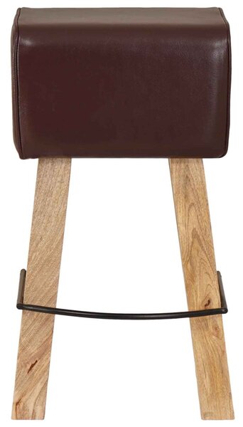 Bárszék 2 db Sötét Barna 44 x 33 x 74 cm Valódi Bőr