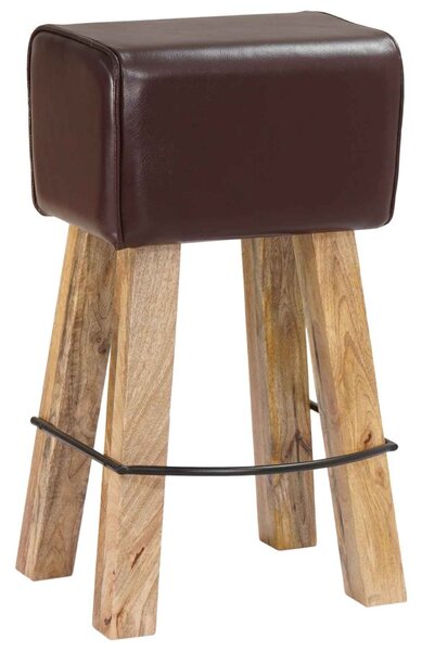 Bárszék 2 db Sötét Barna 44 x 33 x 74 cm Valódi Bőr