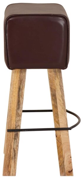 Bárszék 2 db Sötét Barna 44 x 33 x 74 cm Valódi Bőr