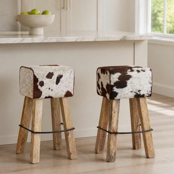 Bárszék 2 db Barna és fehér 44 x 33 x 74 cm Valódi Bőr