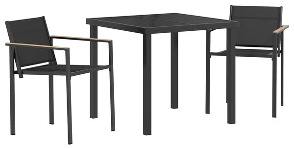 VidaXL Kültéri Bútor Szett 3 pcs Fekete és Antracit 80 x 80 x 73 cm