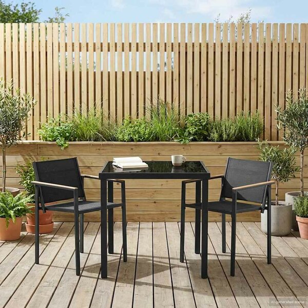 VidaXL Kültéri Bútor Szett 3 pcs Fekete és Antracit 80 x 80 x 73 cm