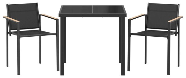 VidaXL Kültéri Bútor Szett 3 pcs Fekete és Antracit 80 x 80 x 73 cm