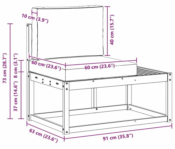 VidaXL Kültéri kanapé szett párnával 2 pcs Természetes