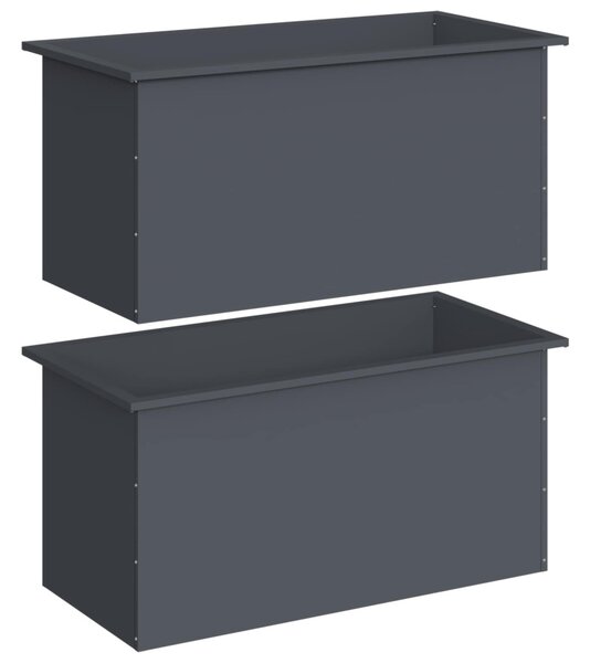 Led-es kerti virágláda 2 db Antracit 50 x 100 x 48 cm Acél