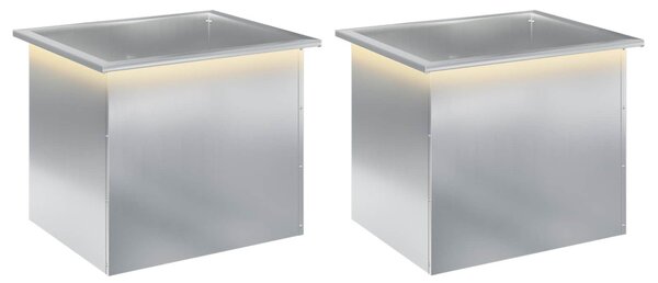 Led-es kerti virágláda 2 db Ezüst 50 x 60 x 48 cm