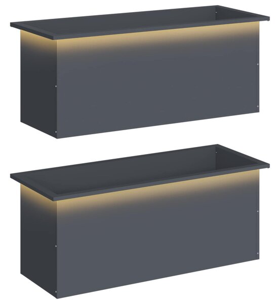 Led-es kerti virágláda 2 db Antracit 40 x 100 x 40 cm Acél