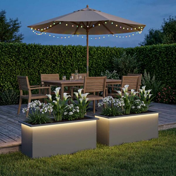 Led-es kerti virágláda 2 db Antracit 40 x 100 x 40 cm Acél