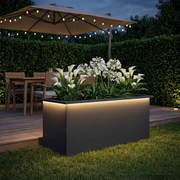 Led-es kerti virágláda Antracit 40 x 100 x 40 cm Acél