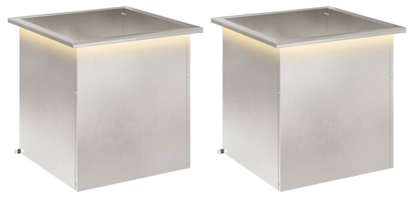 Led-es kerti virágláda 2 db Ezüst 50 x 50 x 48 cm