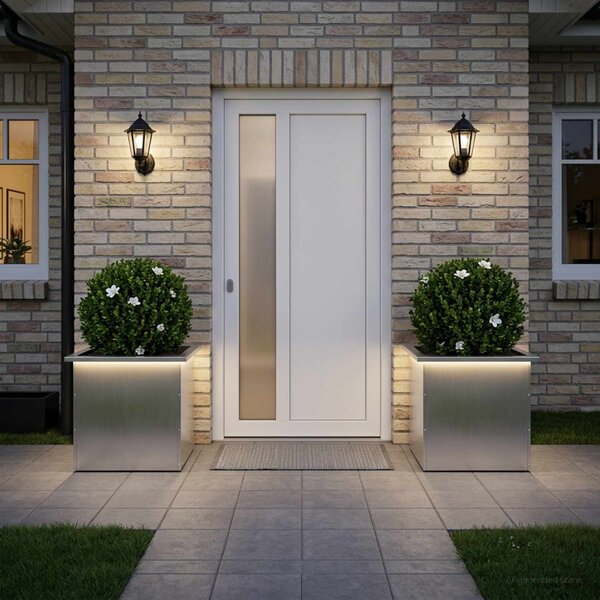 Led-es kerti virágláda 2 db Ezüst 50 x 50 x 48 cm