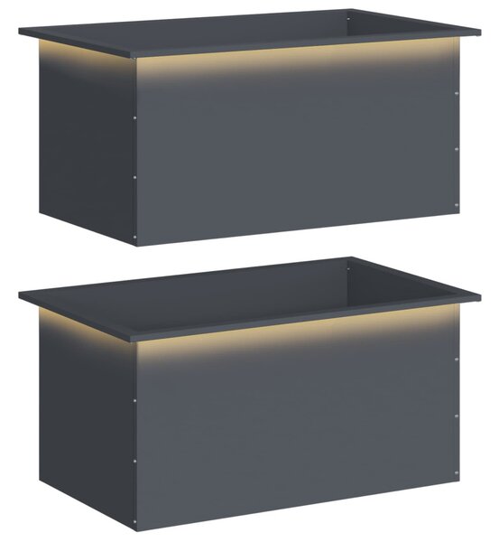 Led-es kerti virágláda 2 db Antracit 50 x 80 x 48 cm Acél