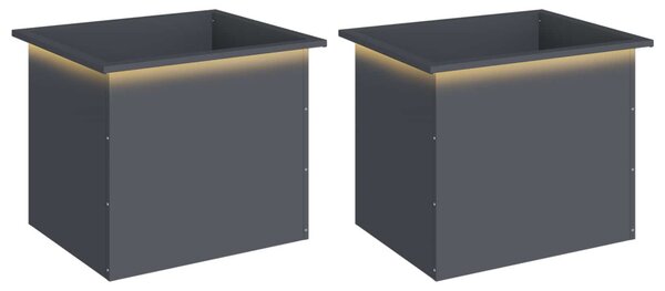 Led-es kerti virágláda 2 db Antracit 50 x 60 x 48 cm Acél