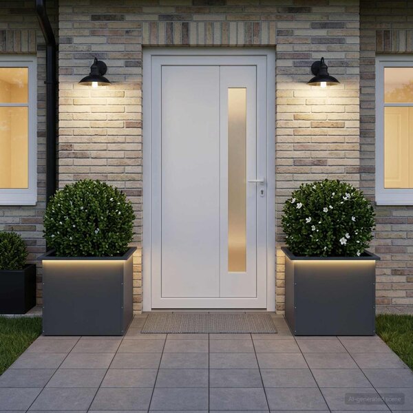 Led-es kerti virágláda 2 db Antracit 50 x 60 x 48 cm Acél