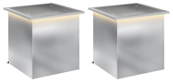 Led-es kerti virágláda 2 db Ezüst 50 x 50 x 48 cm