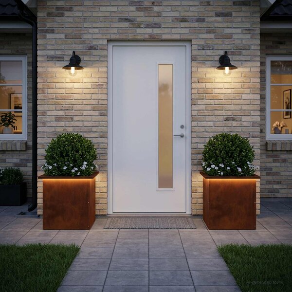 Led-es kerti virágláda 2 db Rozsdás 40 x 40 x 40 cm