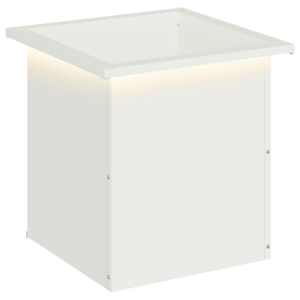Led-es kerti virágláda Fehér 40 x 40 x 40 cm Acél