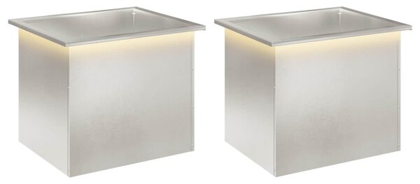 Led-es kerti virágláda 2 db Ezüst 50 x 60 x 48 cm